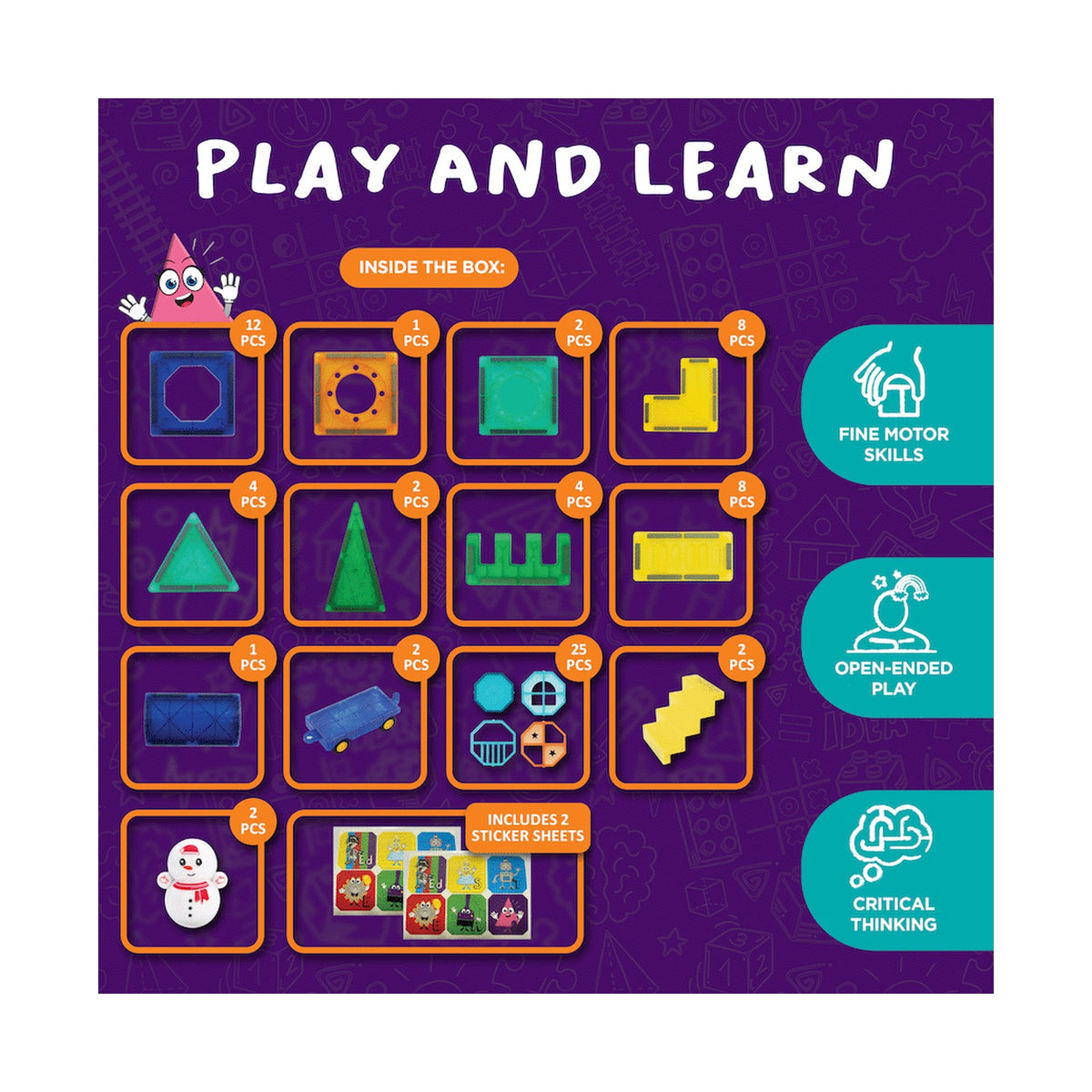 73 Magnetic Tiles, Windows, Stickers and Snowmen