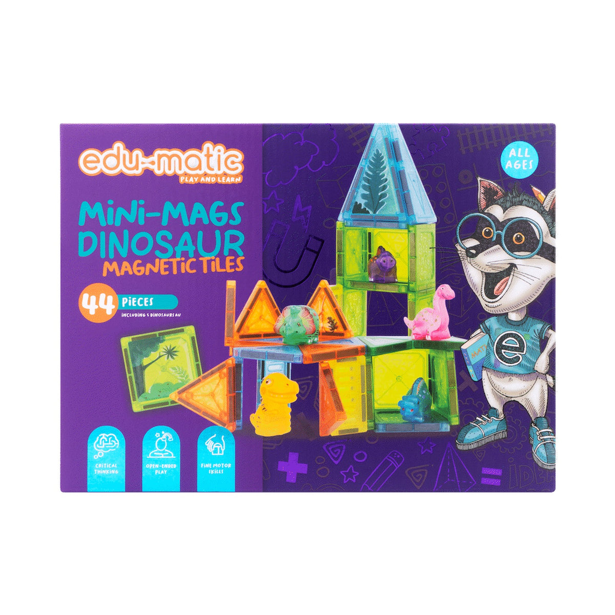 Edu-matic Mini-Mags 44pc Dinosaurs Magnetic Tiles