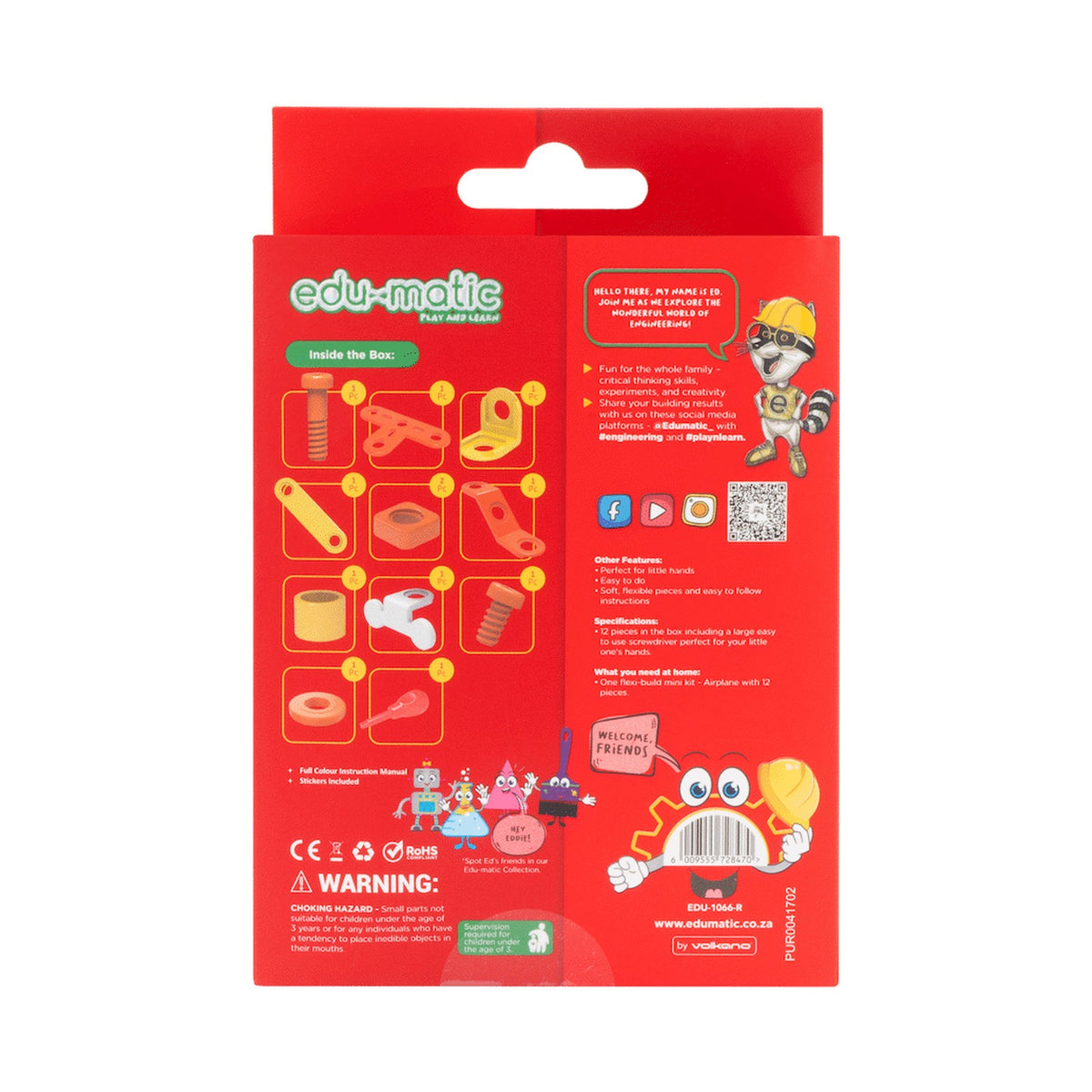 Edu-matic Flexi Build Mini Kit - Airplane - 12 pcs