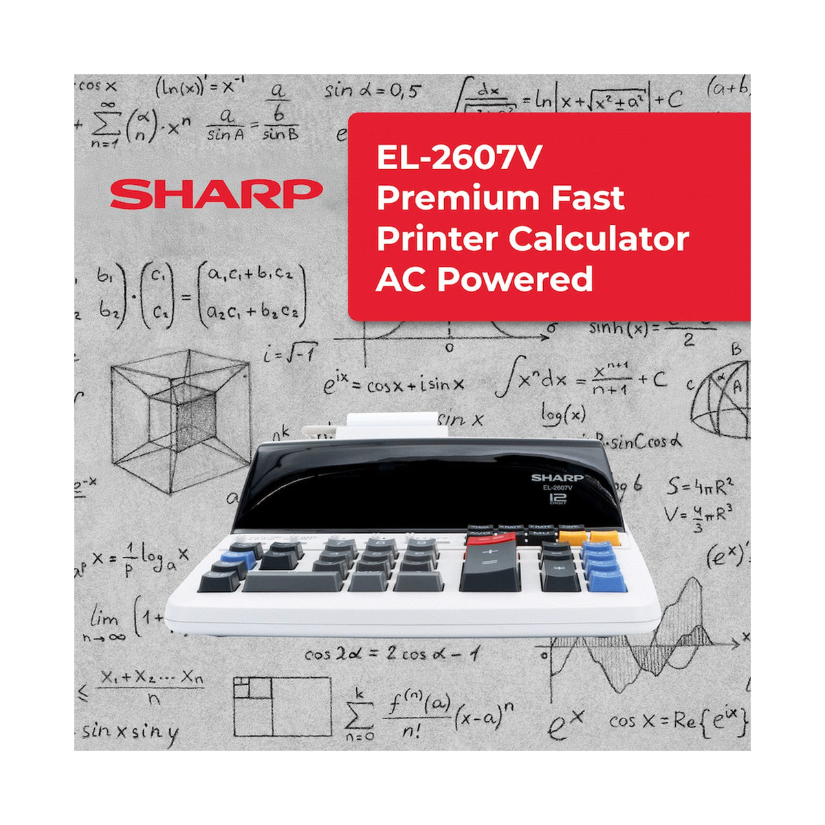 Sharp EL-2607V Premium Fast Printer Calculator AC Powered