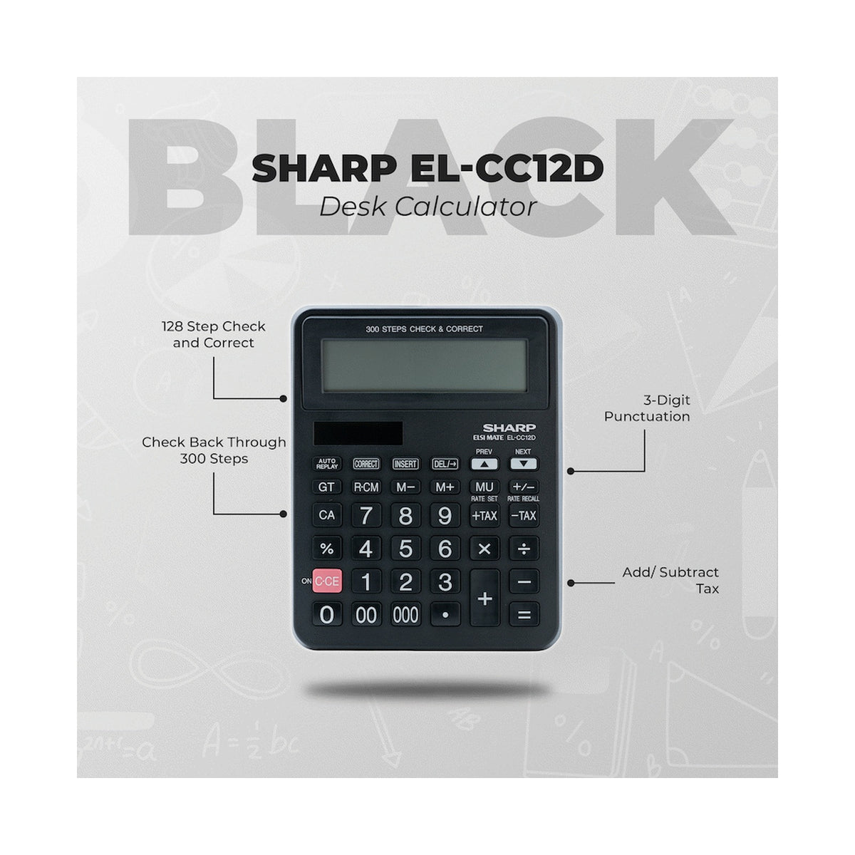 Sharp EL-CC12D Desk Calculator - CheckCorrect Tax