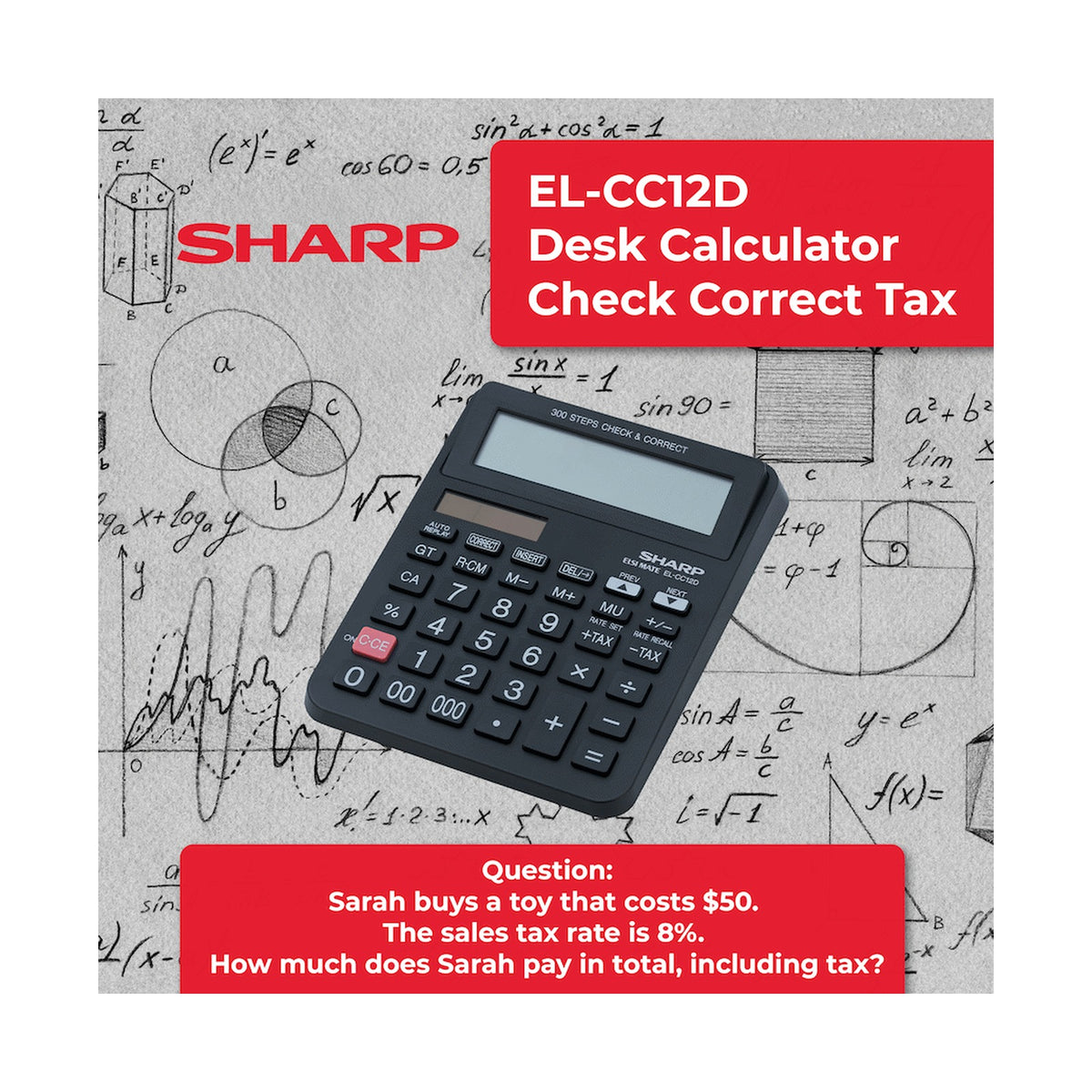 Sharp EL-CC12D Desk Calculator - CheckCorrect Tax