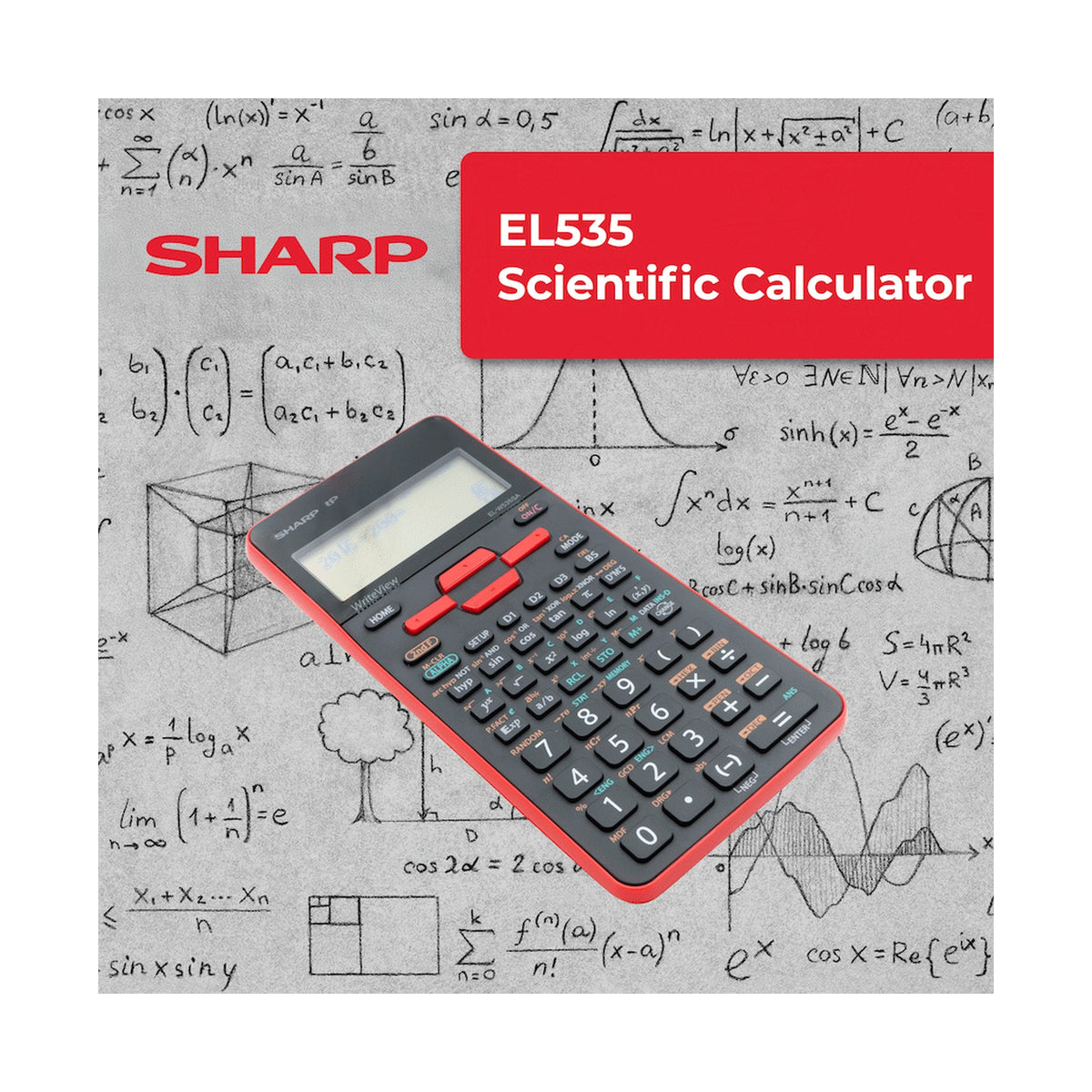 Sharp EL535 Scientific Calculator - 422 Functions- Red