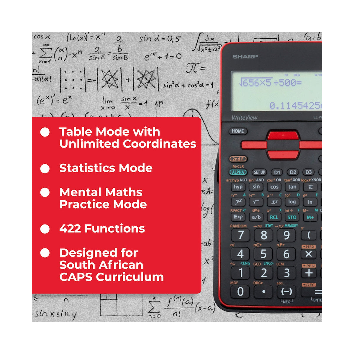Sharp EL535 Scientific Calculator - 422 Functions- Red