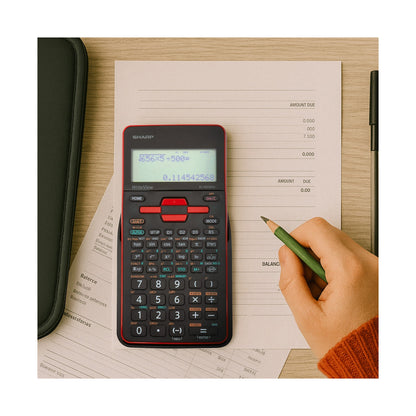 Sharp EL535 Scientific Calculator - 422 Functions- Red