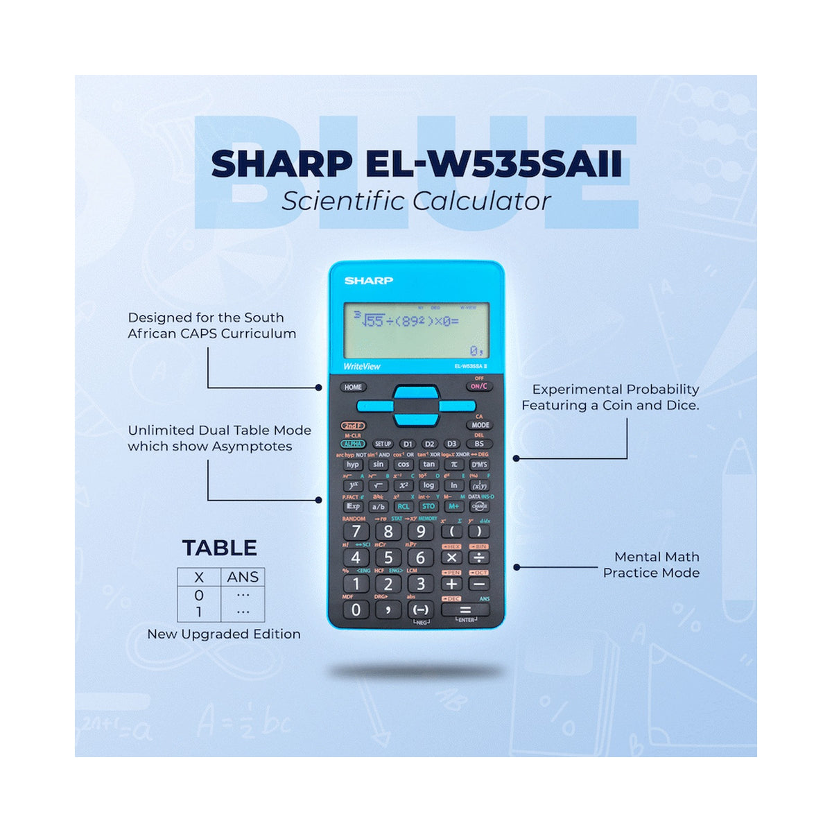 Sharp EL-W535SAII Blue Scientific Calculator