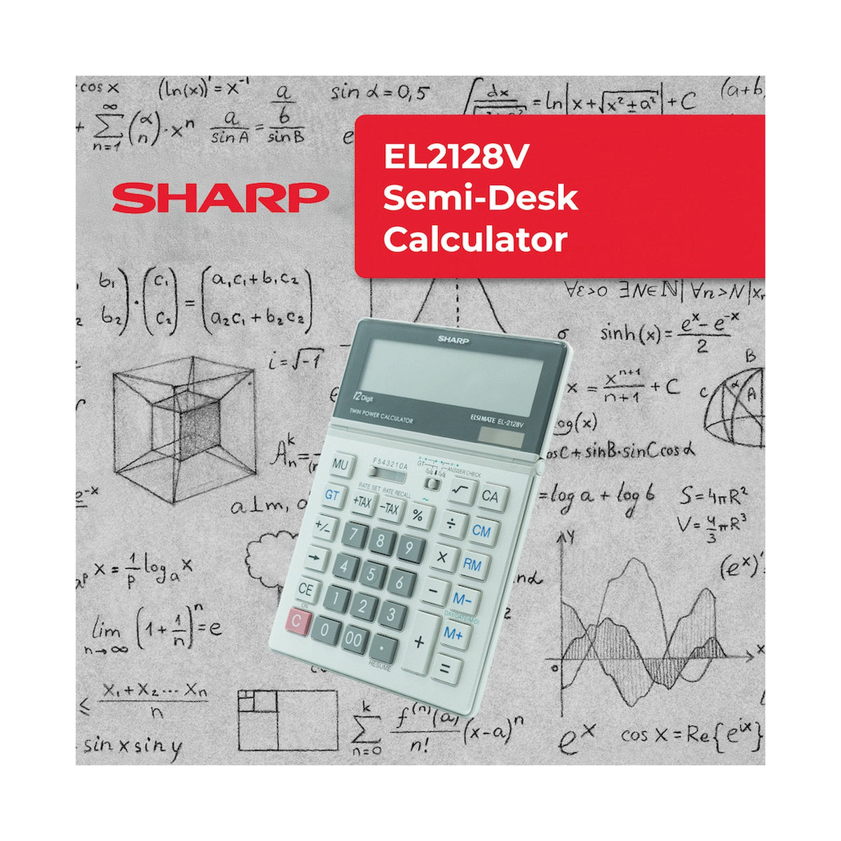 Sharp El2128V Semi-Desk Calculator