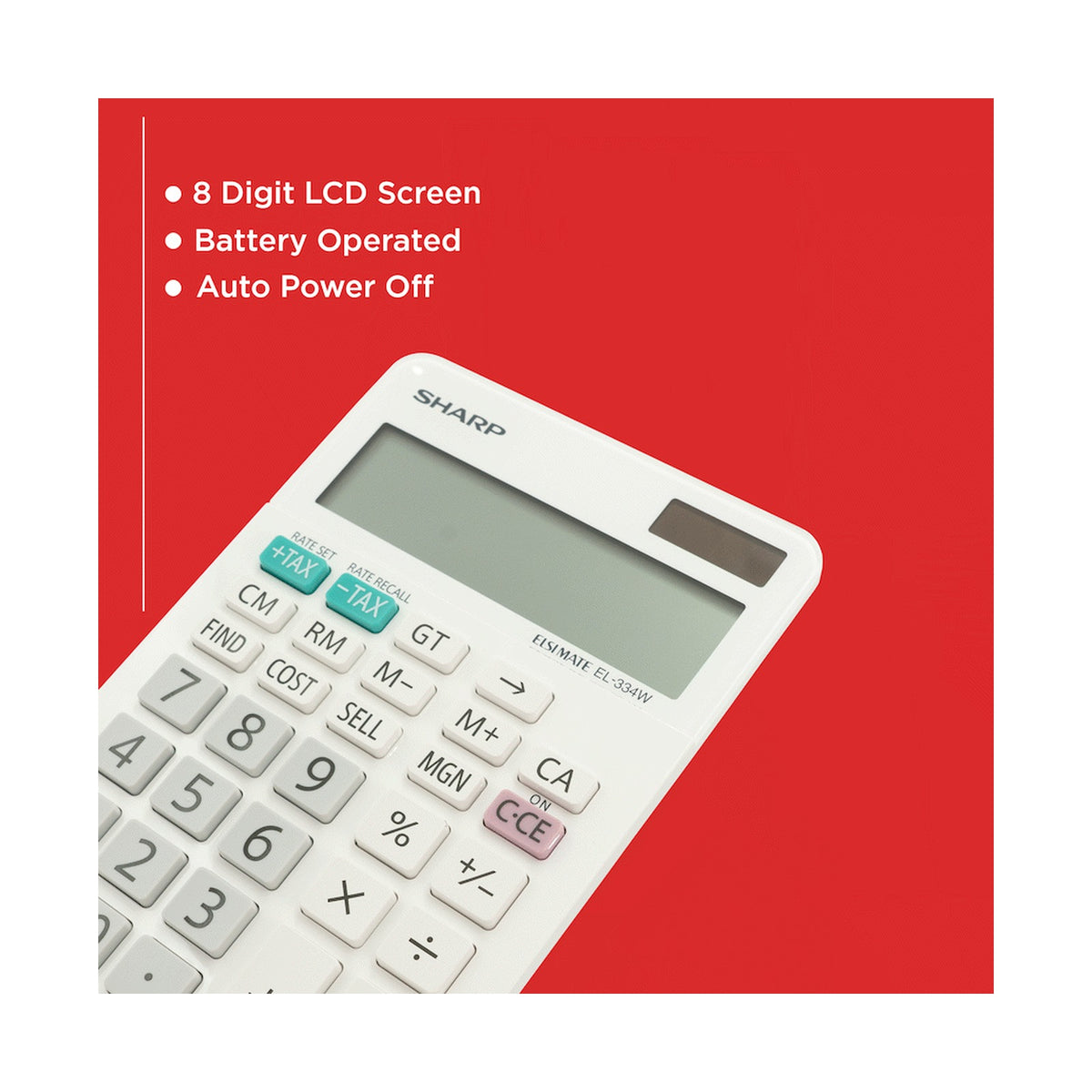 Sharp ElsiMate EL334WB - 12 Digit Desk Calculator