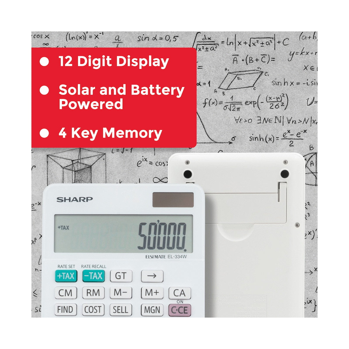 Sharp ElsiMate EL334WB - 12 Digit Desk Calculator