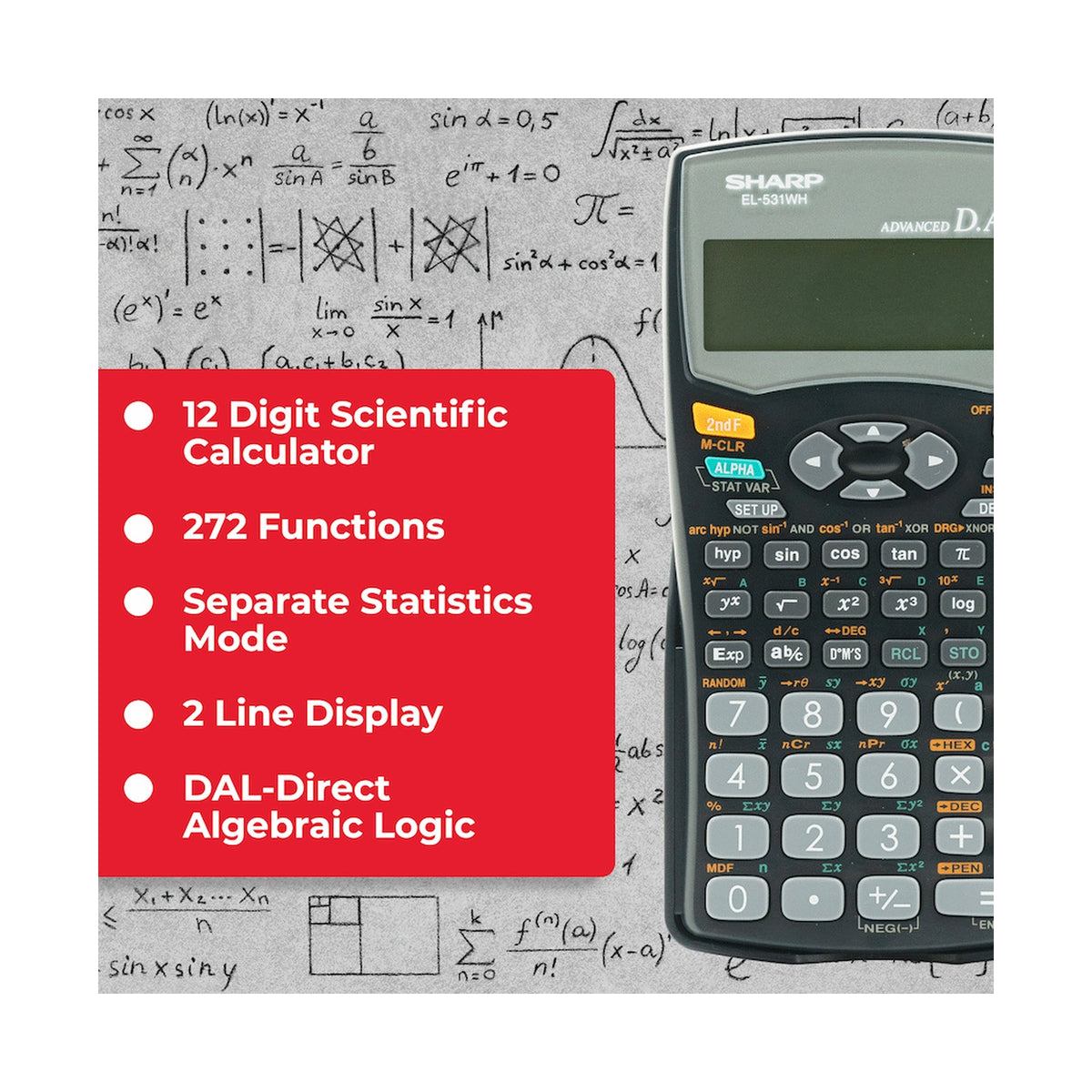 Sharp EL531 WH-BBK - Scientific Calculator - 272 Functions