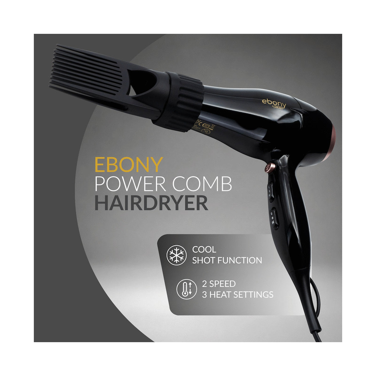 Elektra Ebony Power Comb Hairdryer