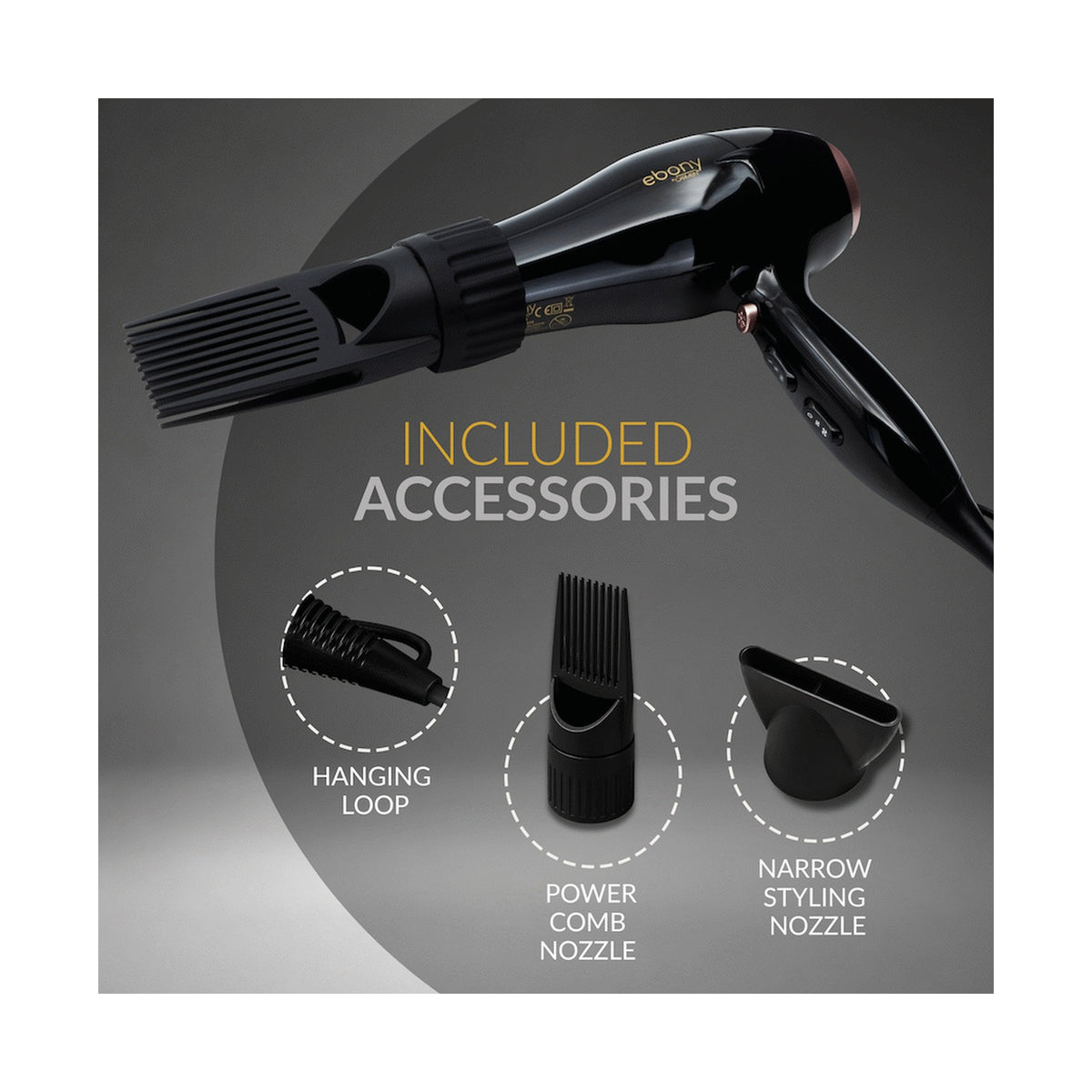 Elektra Ebony Power Comb Hairdryer