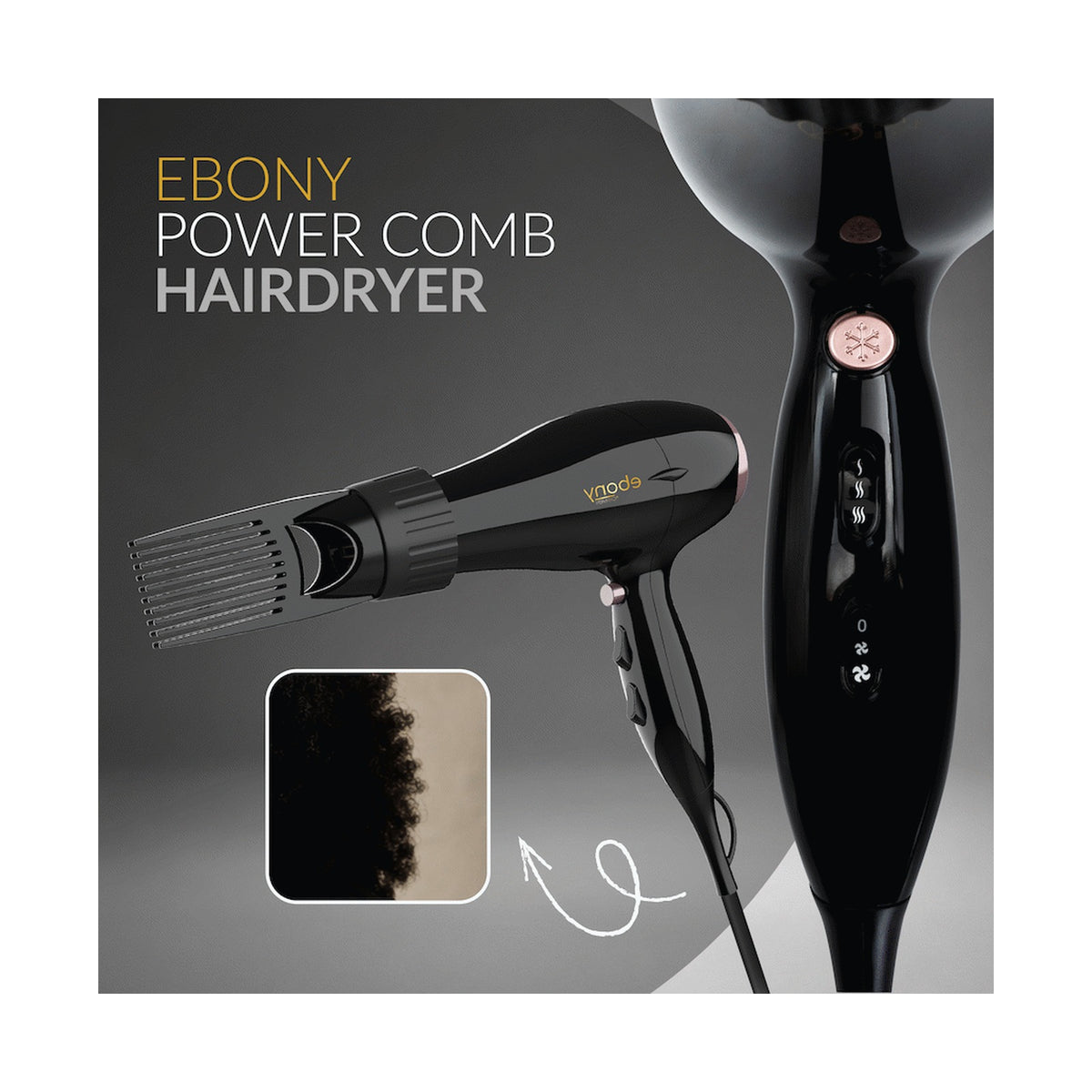 Elektra Ebony Power Comb Hairdryer