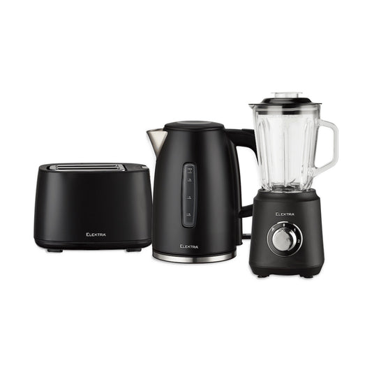 Elektra Kettle, Toaster and Blender Breakfast Set - Black