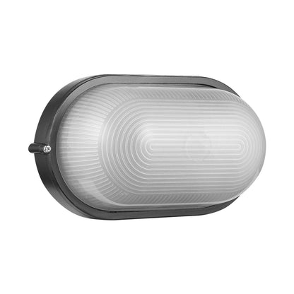Ellies Illume Series - AC Oval Bulkhead - Aluminium + Glass - E27 Base - BK