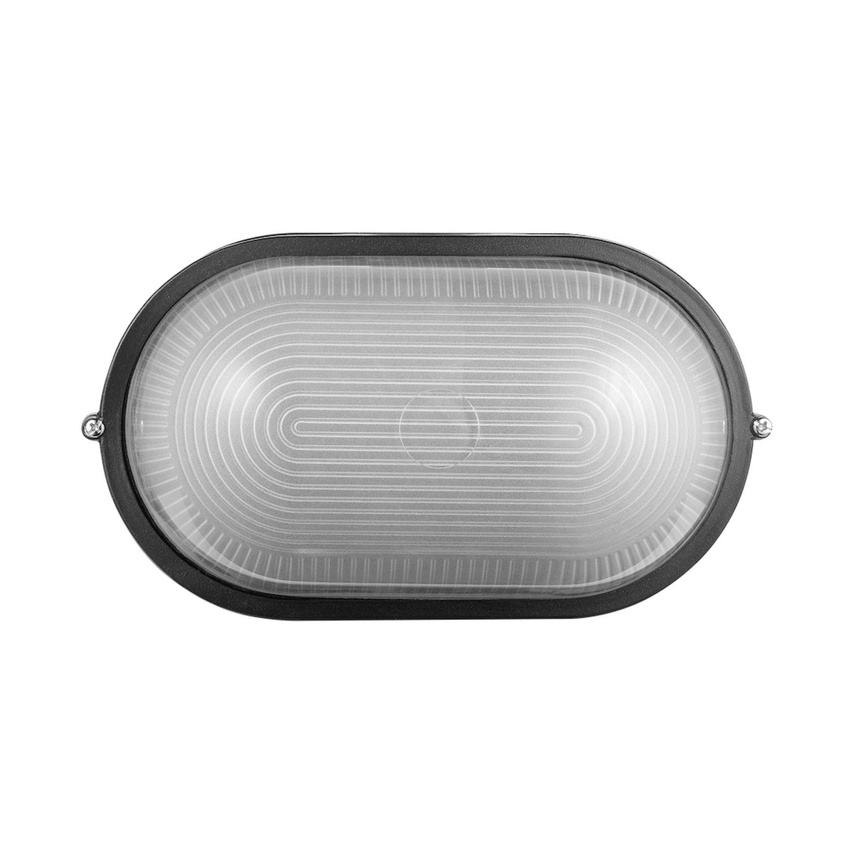 Ellies Illume Series - AC Oval Bulkhead - Aluminium + Glass - E27 Base - BK