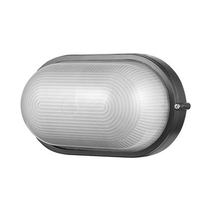 Ellies Illume Series - AC Oval Bulkhead - Aluminium + Glass - E27 Base - BK