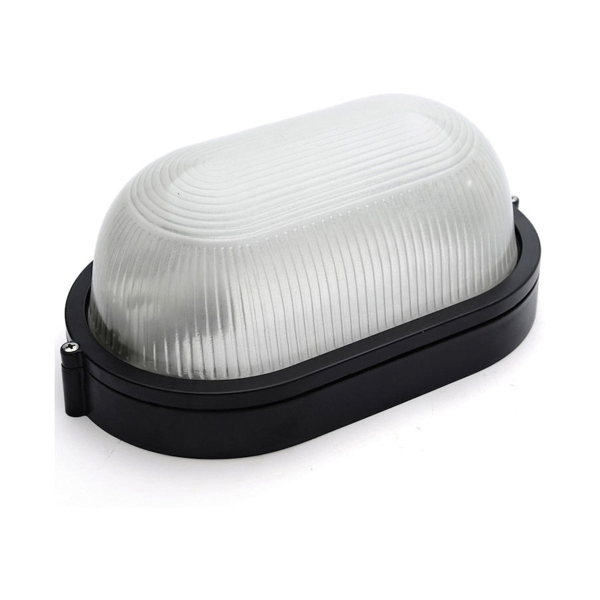 Ellies Illume Series - AC Oval Bulkhead - Aluminium + Glass - E27 Base - BK