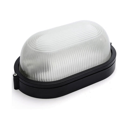 Ellies Illume Series - AC Oval Bulkhead - Aluminium + Glass - E27 Base - BK