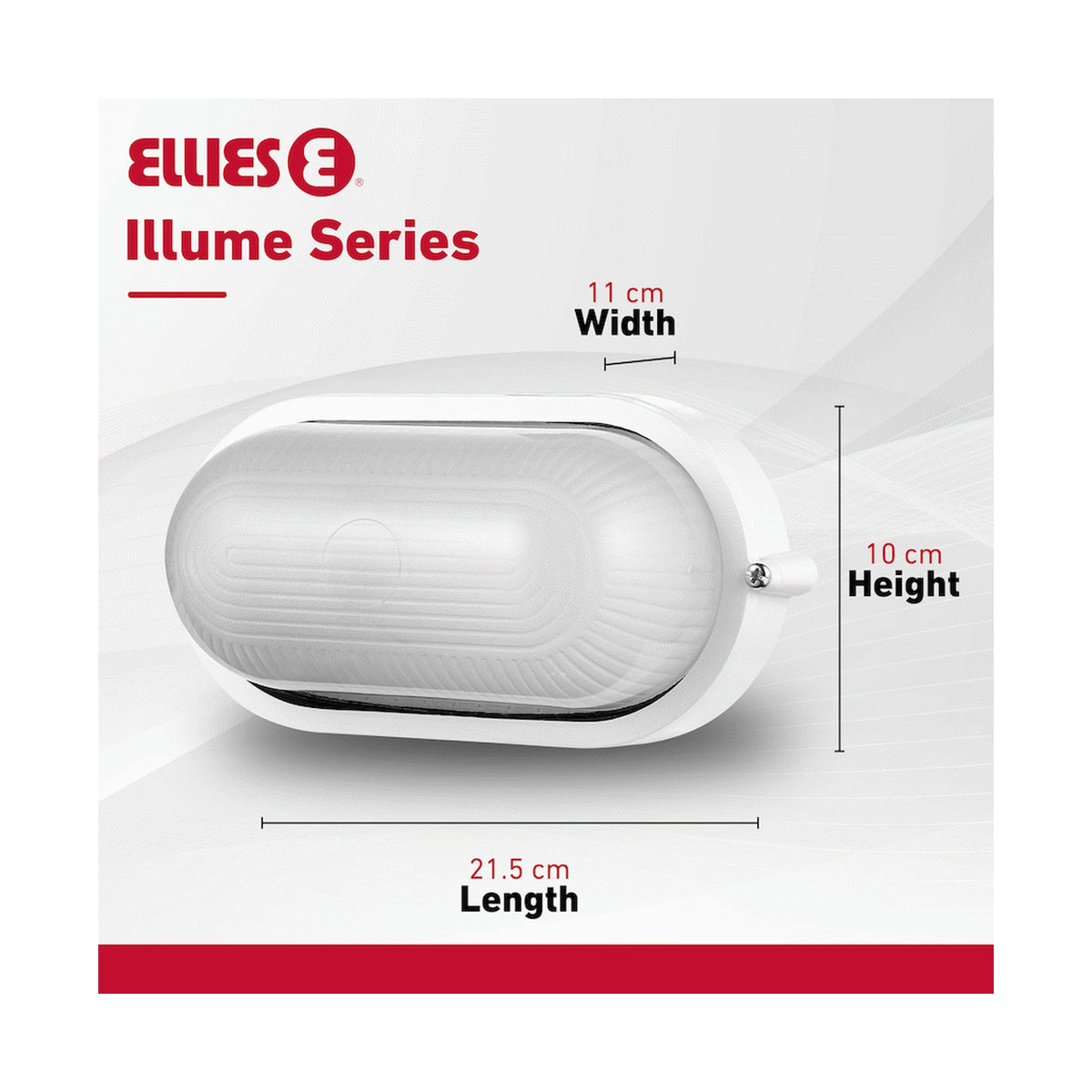 Ellies Illume Series - AC Oval Bulkhead - Aluminium + Glass - E27 Base - WT