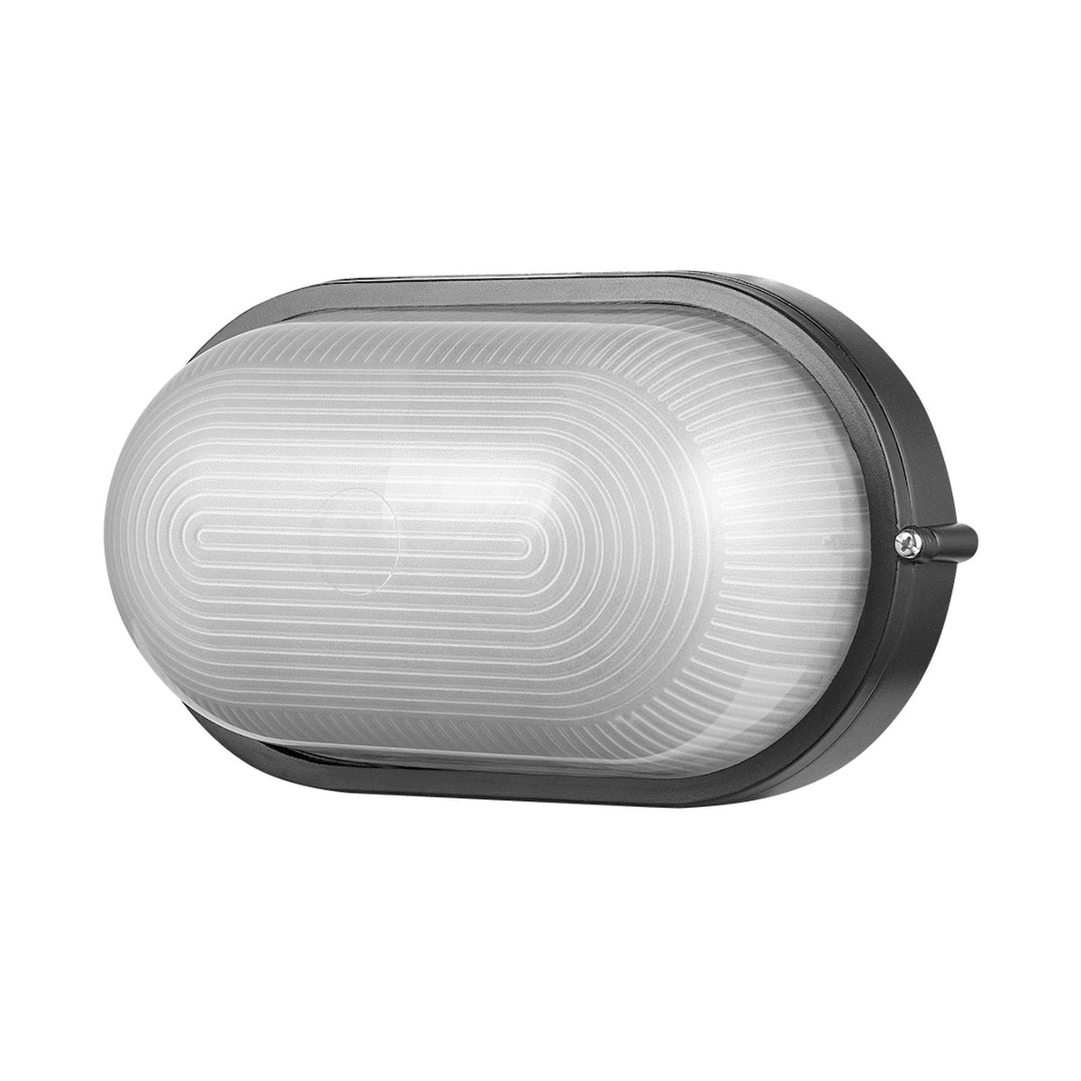 Ellies Illume Series - Large AC Oval Bulkhead - Aluminium  + Glass - E27 Base -BK