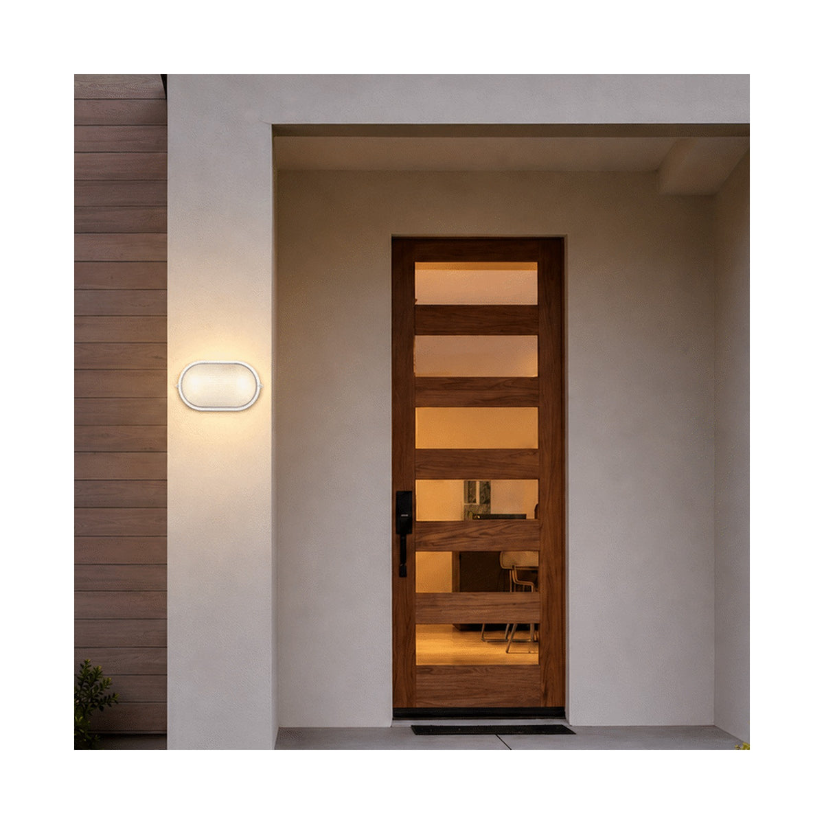Ellies Illume Series - Large AC Oval Bulkhead - Aluminium + Glass - E27 Base -WT