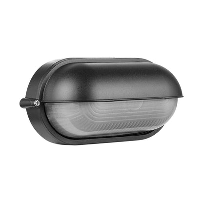 Ellies Arc Series - Large AC Oval Bulkheads - Aluminium + Glass - E27 Base -BK