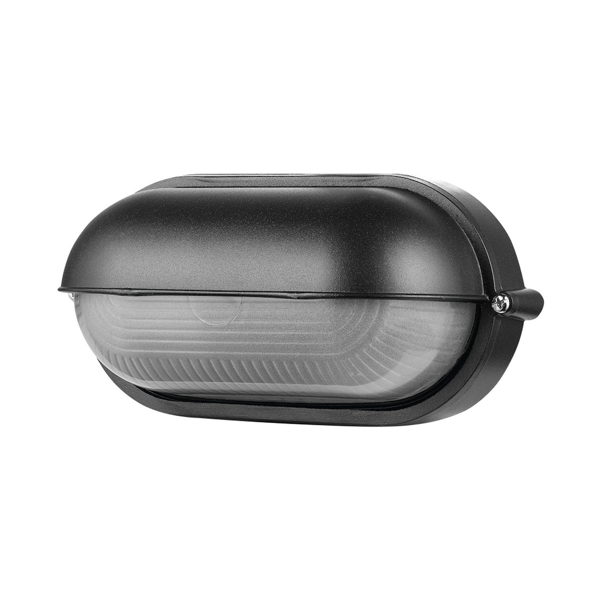 Ellies Arc Series - Large AC Oval Bulkheads - Aluminium + Glass - E27 Base -BK