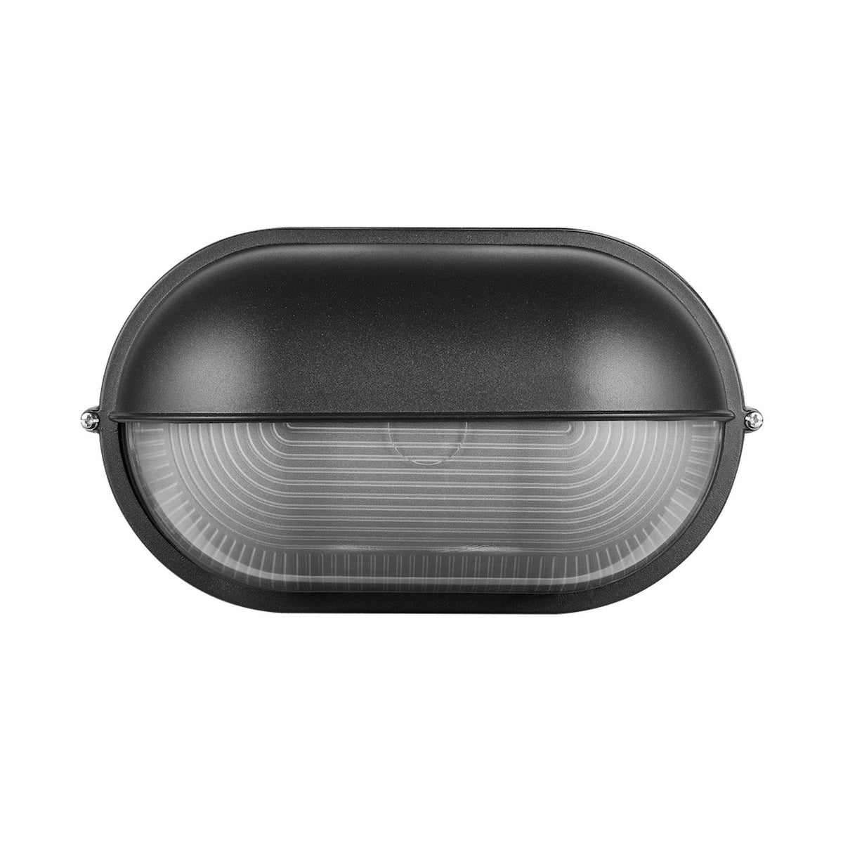 Ellies Arc Series - Large AC Oval Bulkheads - Aluminium + Glass - E27 Base -BK