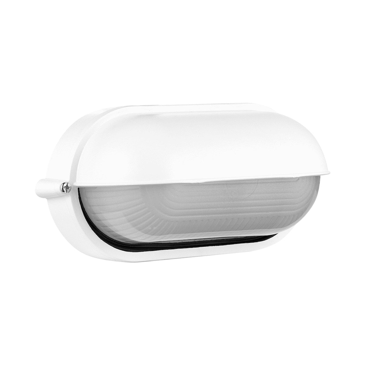 Ellies Arc Series - Large AC Oval Bulkhead - Aluminium + Glass - E27 Base -WT