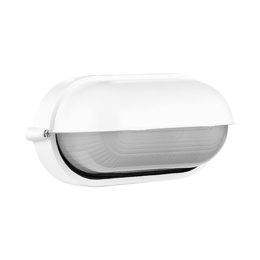 Ellies Arc Series - Large AC Oval Bulkhead - Aluminium + Glass - E27 Base -WT