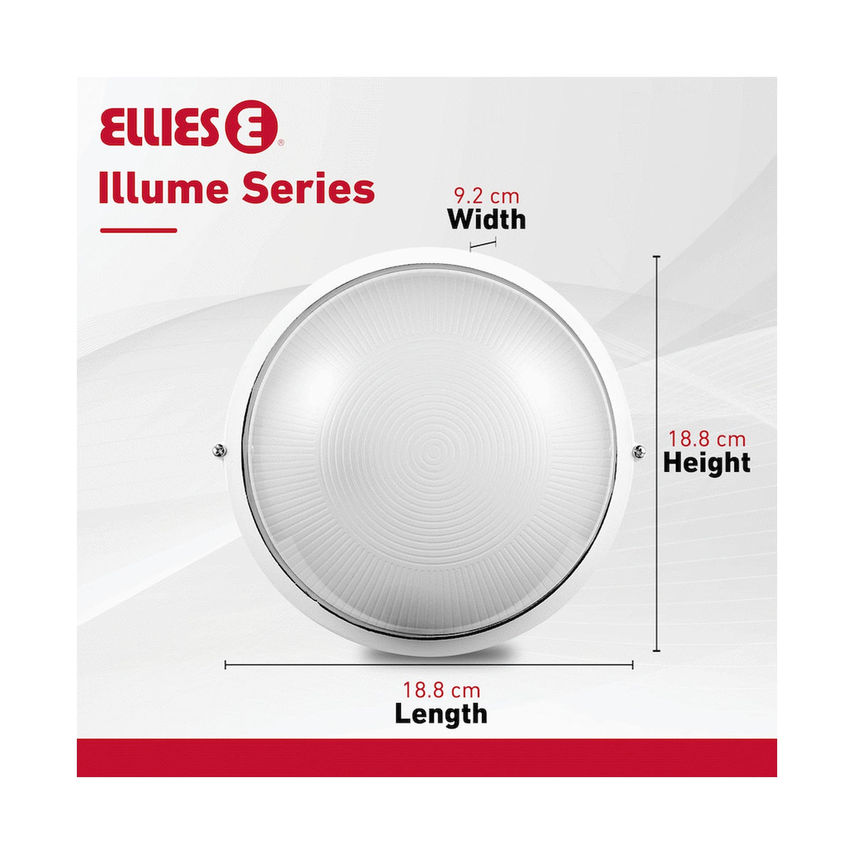 Ellies Illume Series - AC Round Bulkhead - Aluminium + Glass - E27 Base -WT