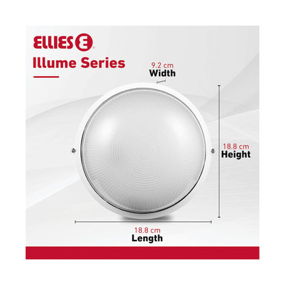 Ellies Illume Series - AC Round Bulkhead - Aluminium + Glass - E27 Base -WT