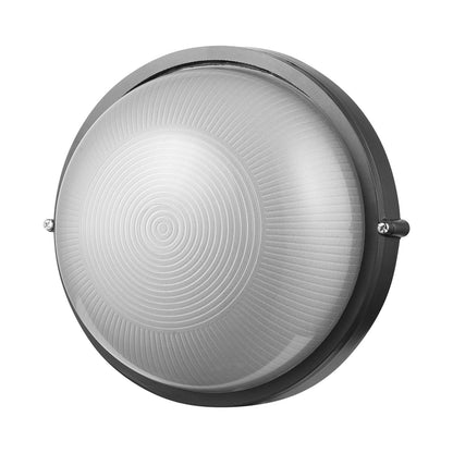 Ellies Illume Series - Large AC Round Bulkhead - Aluminium + Glass - E27 Base -BK