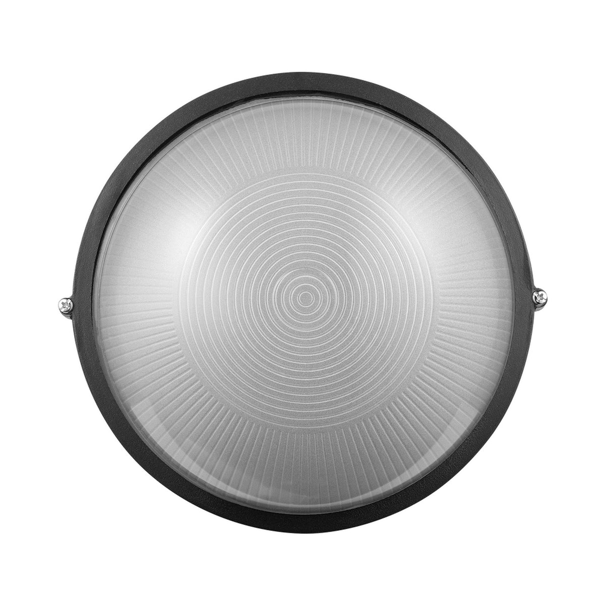 Ellies Illume Series - Large AC Round Bulkhead - Aluminium + Glass - E27 Base -BK