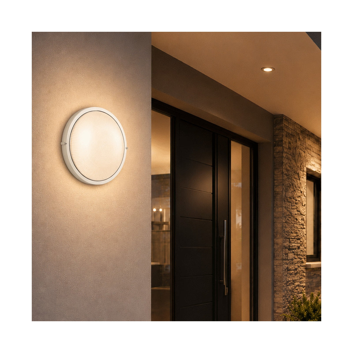 Ellies Illume Series - Large AC Round Bulkhead - Aluminium + Glass - E27 Base -WT