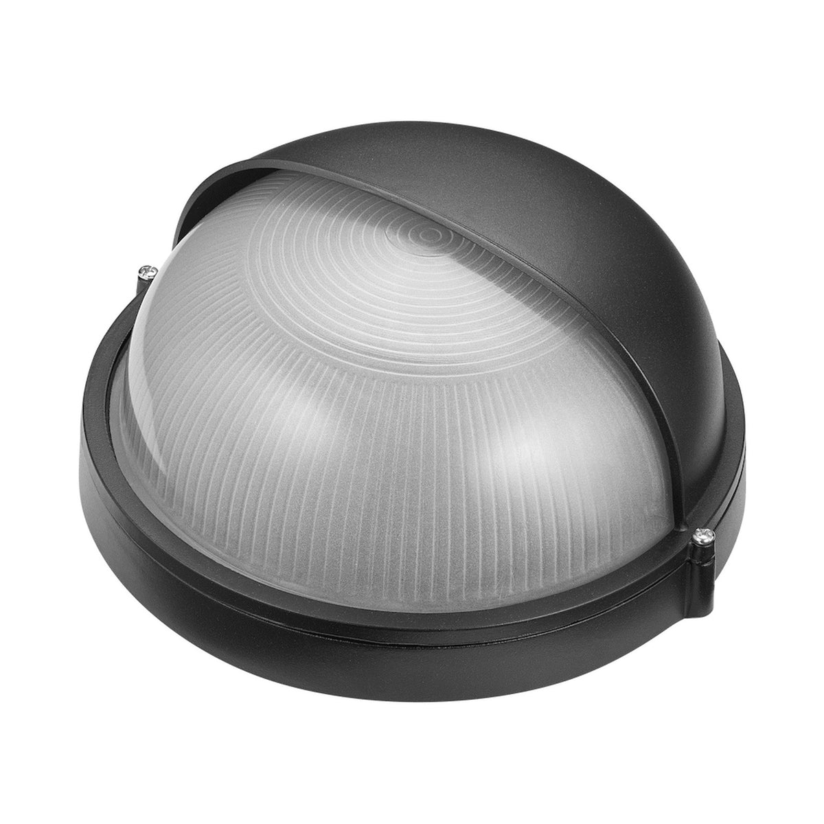 Ellies Arc Series - AC Round Bulkhead - Aluminium + Glass - E27 Base -BK