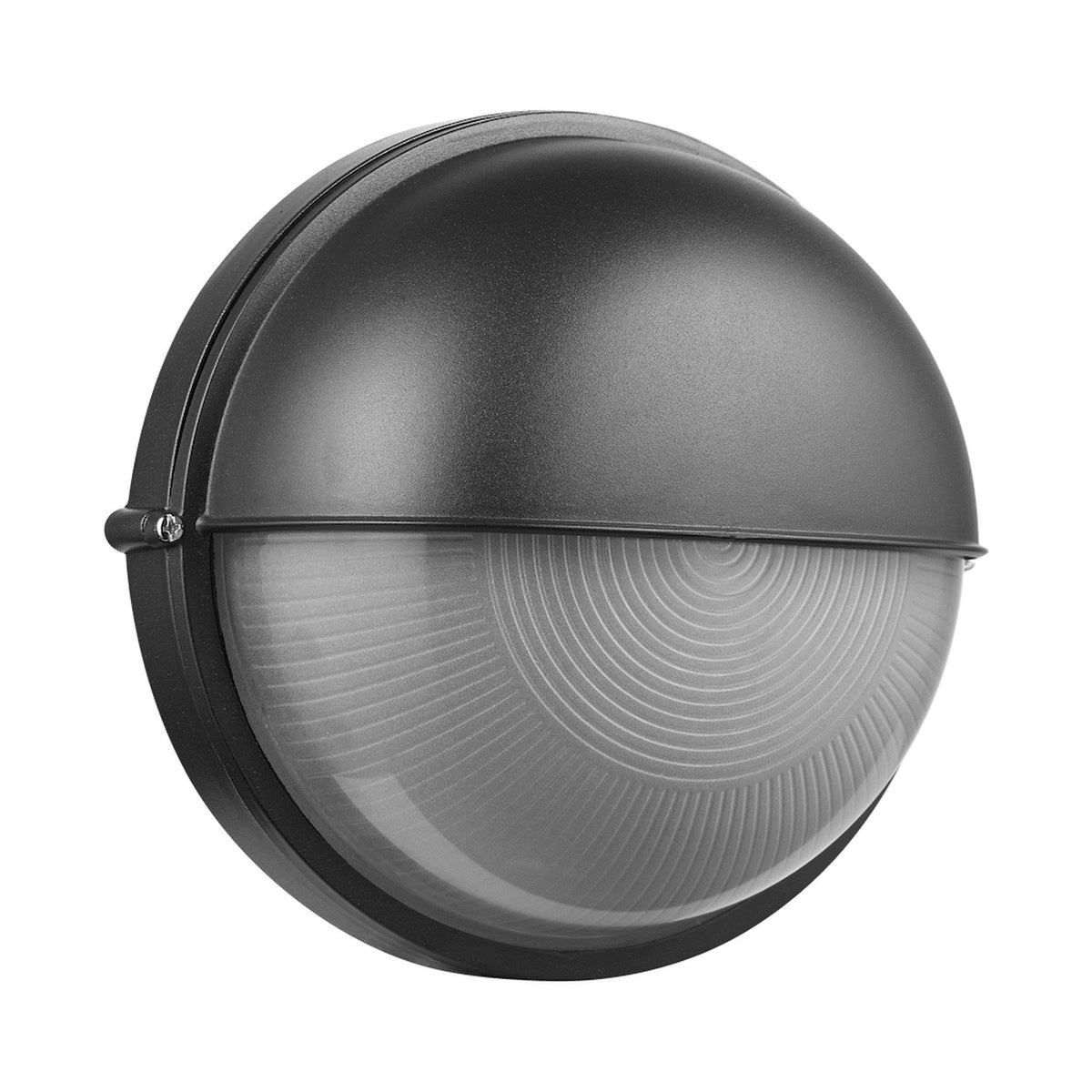 Ellies Arc Series - Large AC Round Bulkhead - Aluminium + Glass - E27 Base -BK