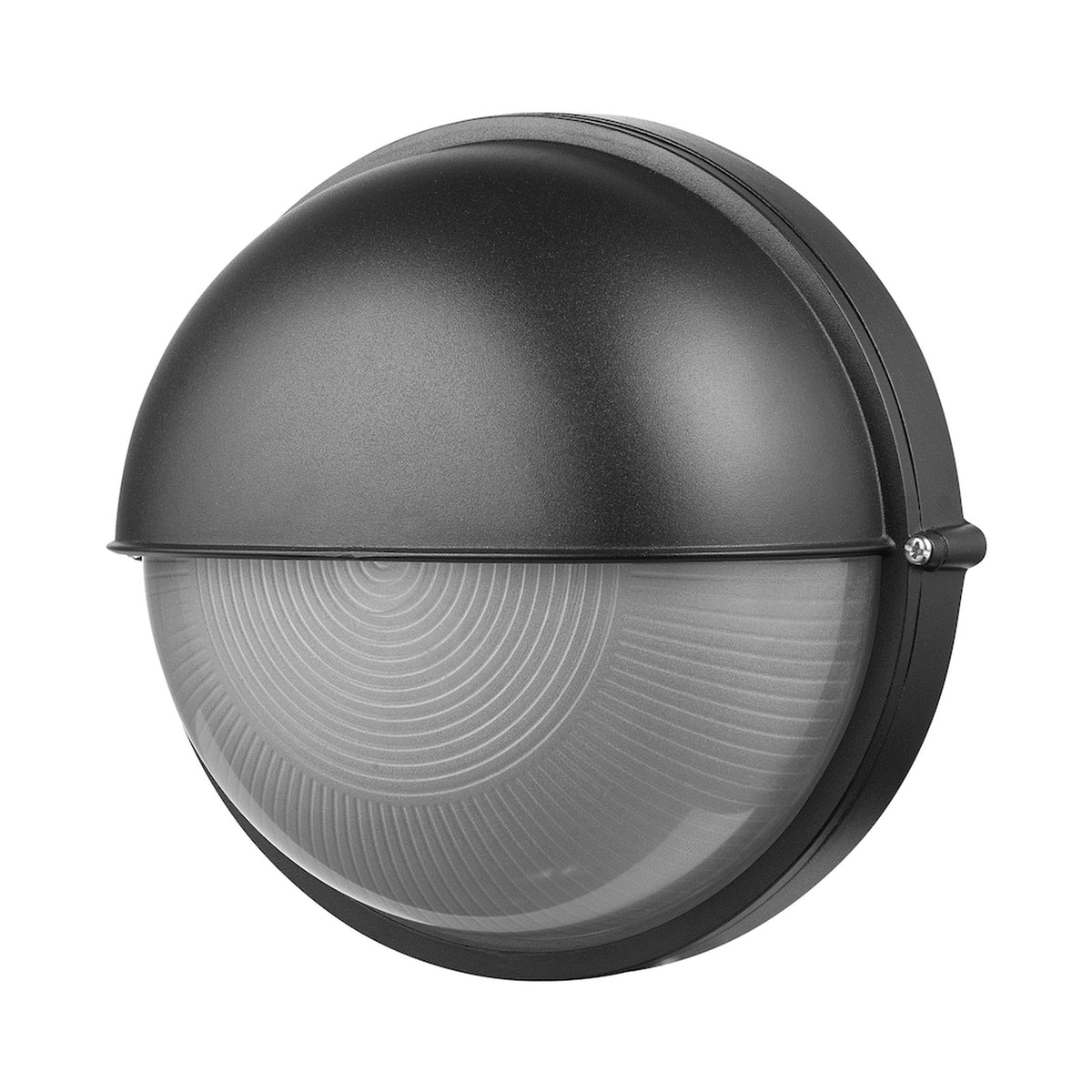 Ellies Arc Series - Large AC Round Bulkhead - Aluminium + Glass - E27 Base -BK
