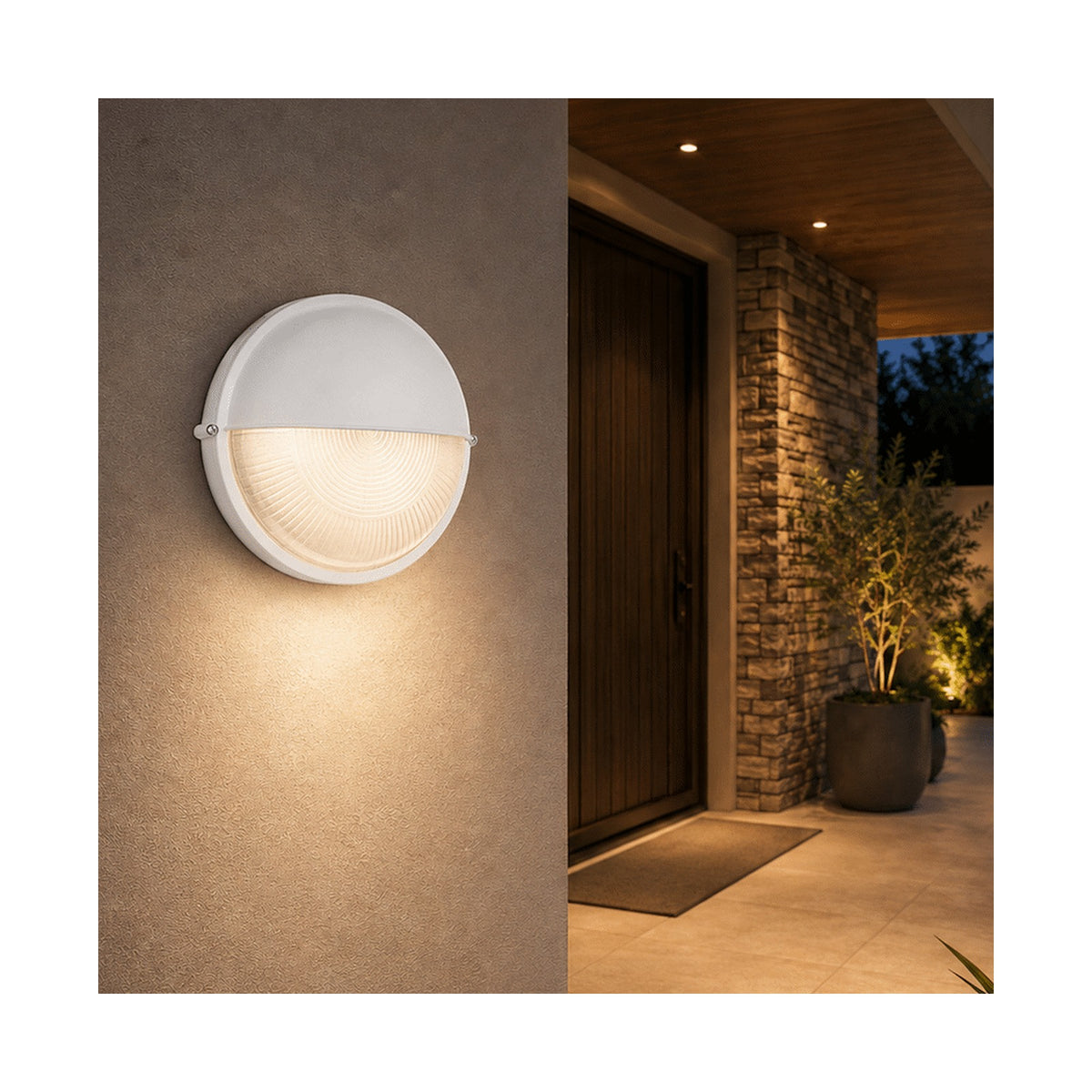 Ellies Arc Series - Large AC Round Bulkhead - Aluminium + Glass - E27 Base -WT