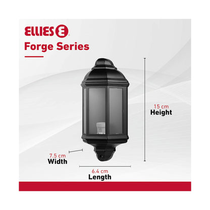 Ellies Forge Series - AC Wall Light - Aluminium + Glass - E27 Base -BK