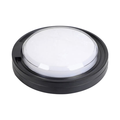 Ellies Cresent Series AC 24W Round LED Bulkhead - PC - BK