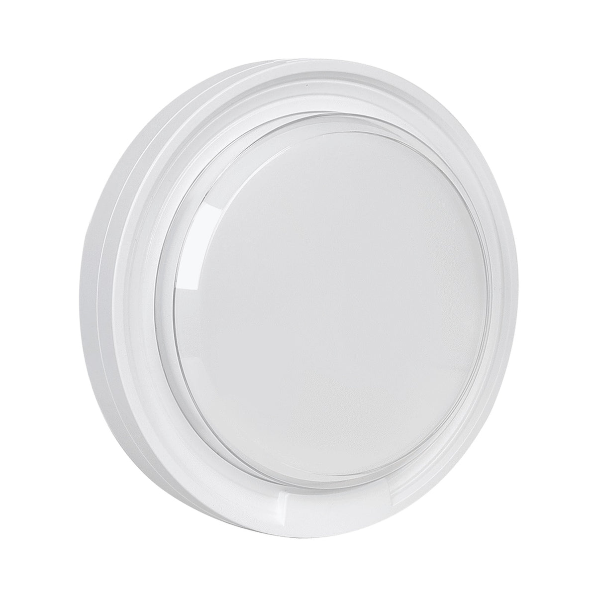 Ellies Cresent Series AC 24W Round LED Bulkhead - PC - WT