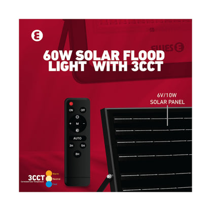 Ellies Nebula Series 60W Solar Flood Light  with 3CCT -BK