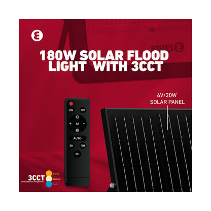 Ellies Nebula Series 180W Solar Flood Light  with 3CCT -BK
