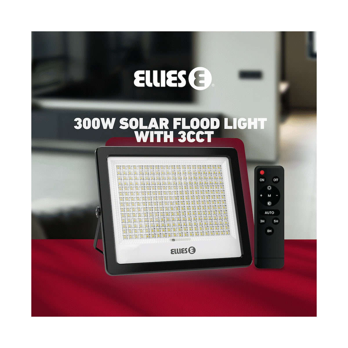 Ellies Nebula Series 300W Solar Flood Light  with 3CCT -BK