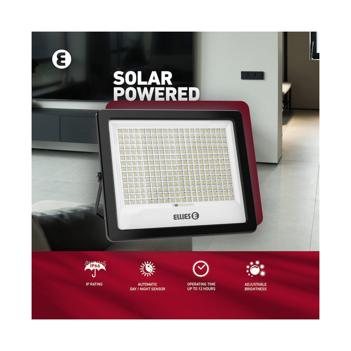 Ellies Nebula Series 300W Solar Flood Light  with 3CCT -BK