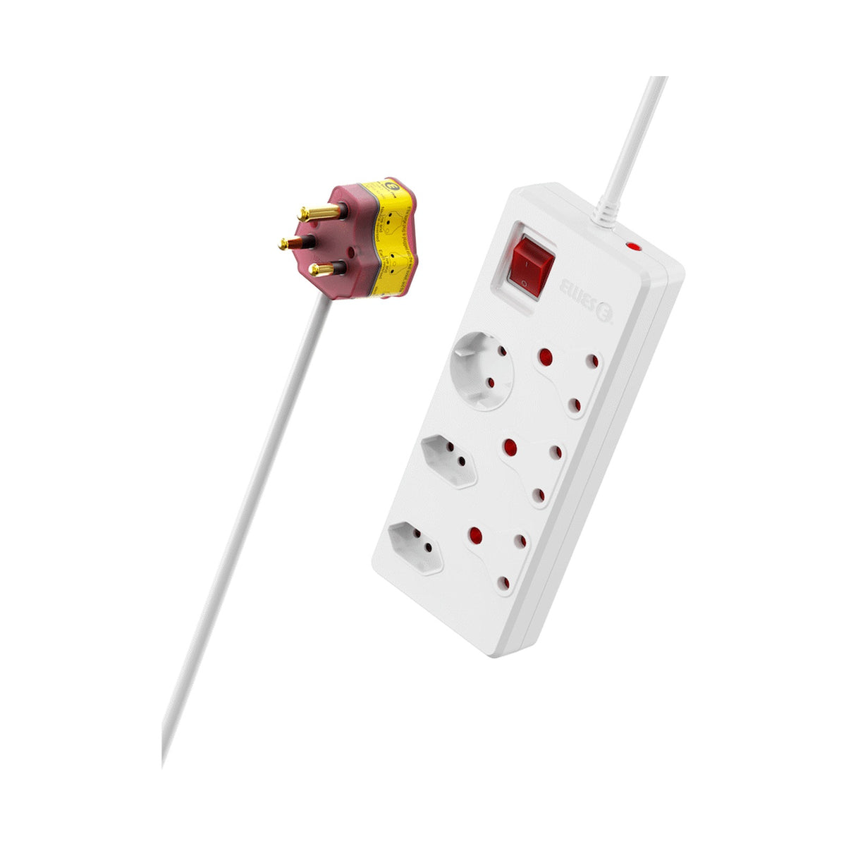 Ellies 6 way High Surge Multiplug 0.5M - WT