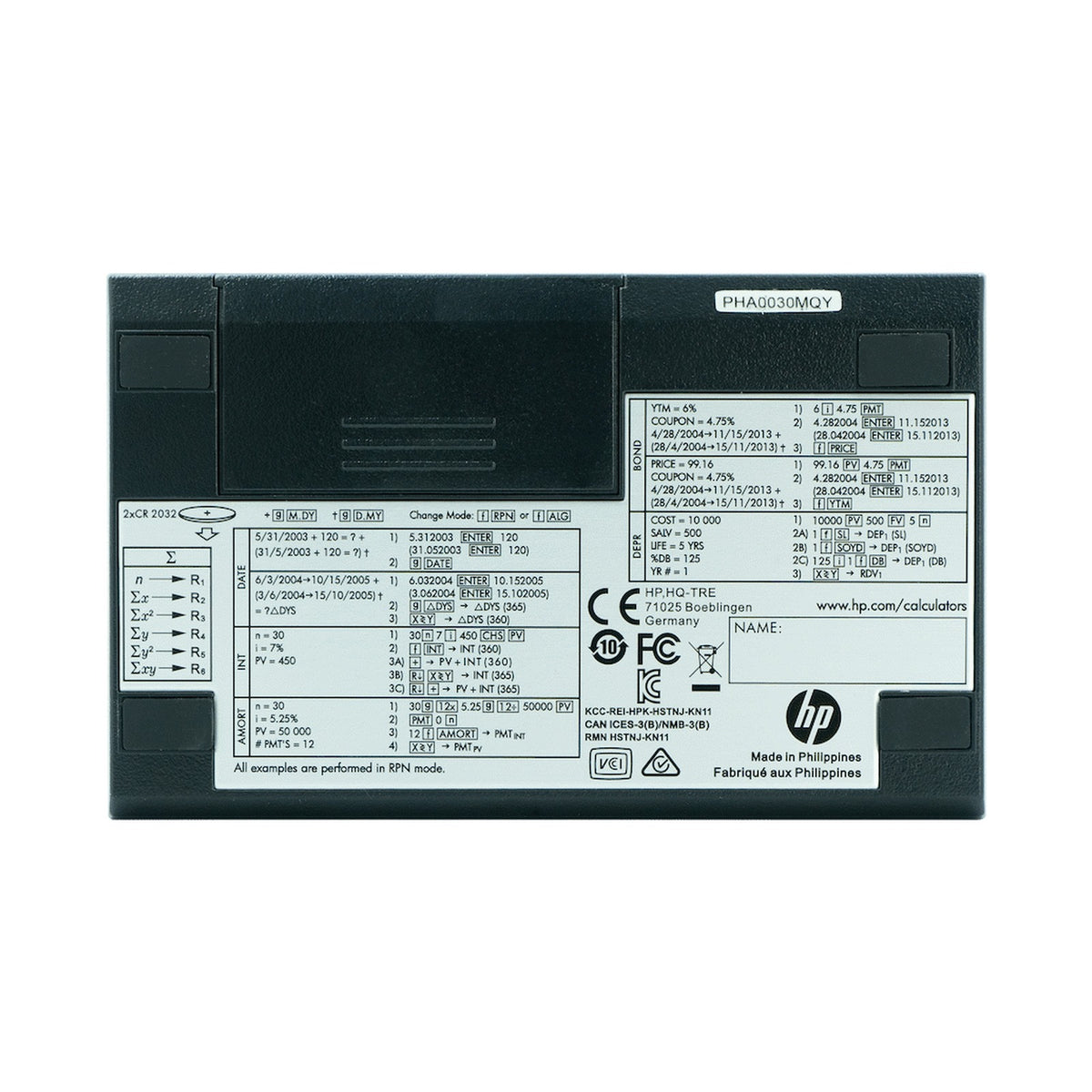 HP 12C Platinum Financial Calculator (Algebraic or RPN)