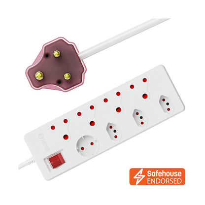 Ellies 8-Way High Surge Multiplug 0.5m - WT